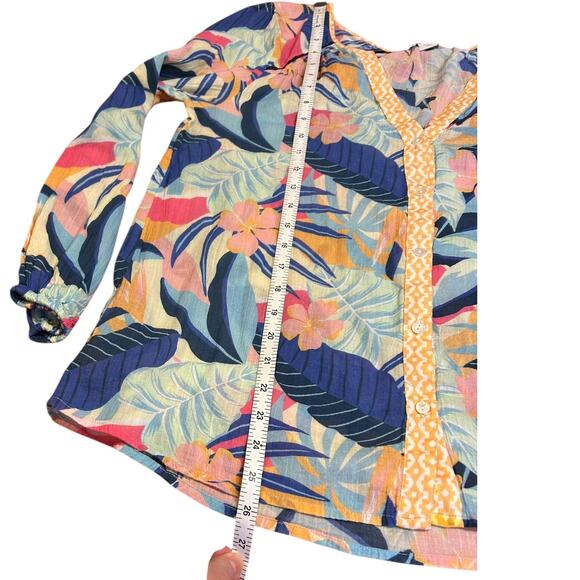 SUNDANCE Blue Tropical 100% Cotton Lightweight Tissue Tunic Women's Size Small - Picture 5 of 8